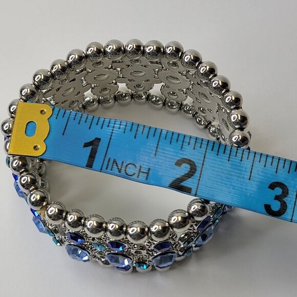 Blue Sparkling Crystal Stretch Rhinestone Bracelet - Picture 6 of 11